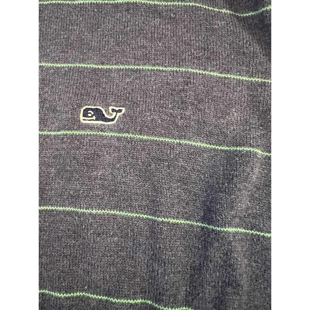 VINEYARD VINES REGULAR FIT 100% COTTON 1/4 ZIP SWEATER LARGE BLUE GREEN STRIPE - Picture 4 of 6
